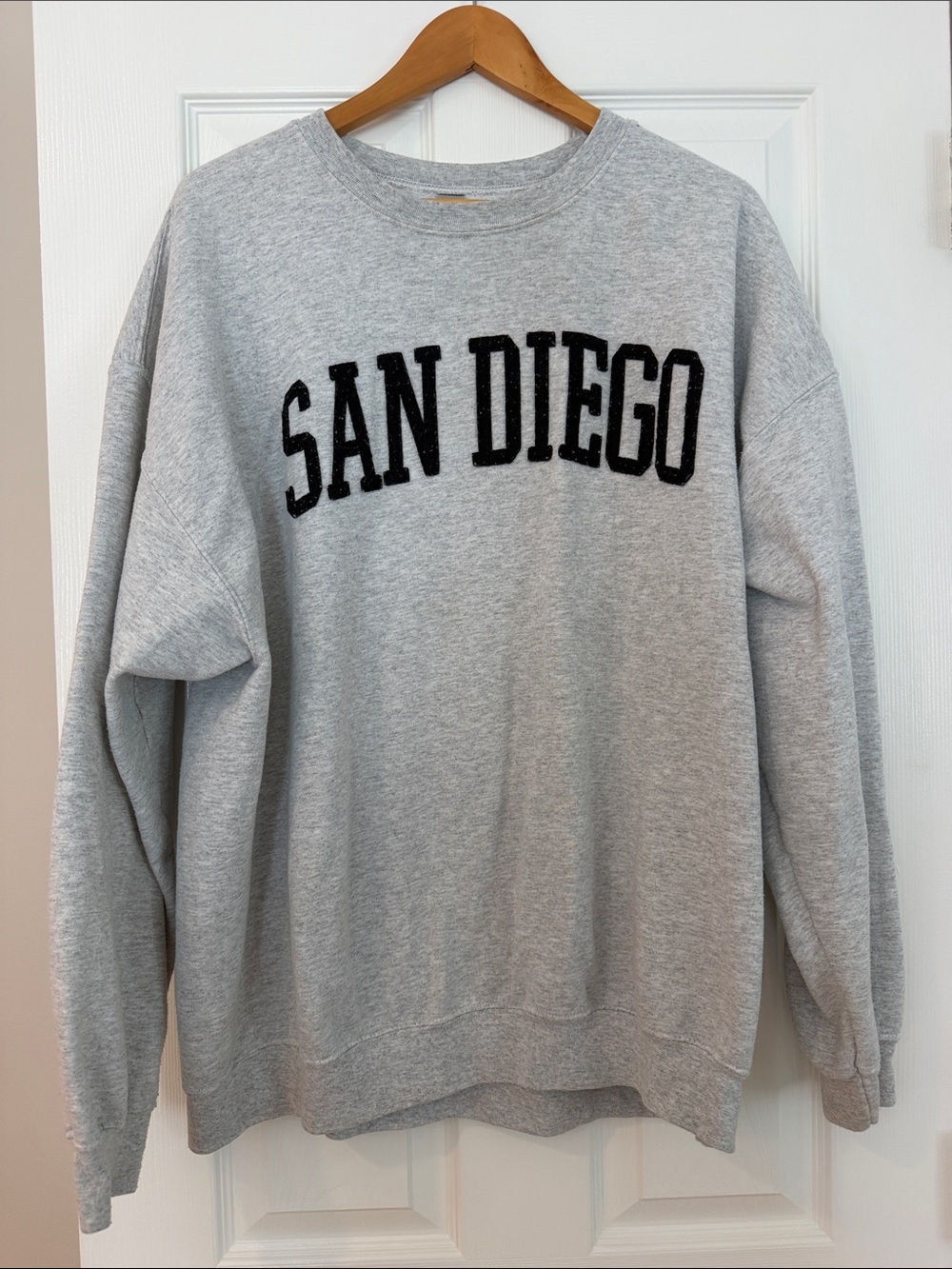 Gildan Gray Crewneck Sweatshirt with Black 'SAN DIEGO' Applique